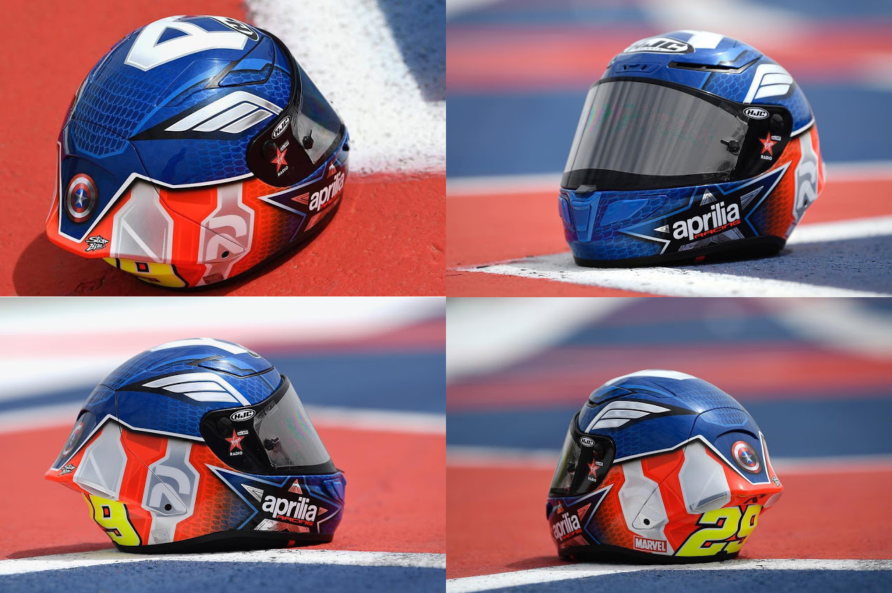 Aprilia廠隊車手Andrea Iannone也將在本週末舉辦的MotoGP美國站上使用這個「美國隊長」聯名塗裝